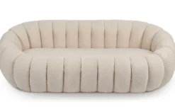 Canapé 3 Places design coquillage Horizan Tissu bouclette Crème