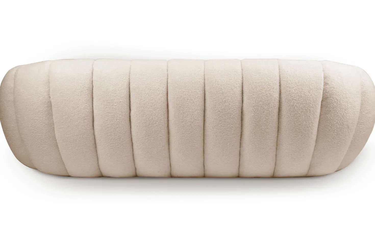 Canapé 3 Places design coquillage Horizan Tissu bouclette Crème