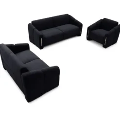 Canapé 2 places design Maximilien Métal doré et Velours côtelé Noir
