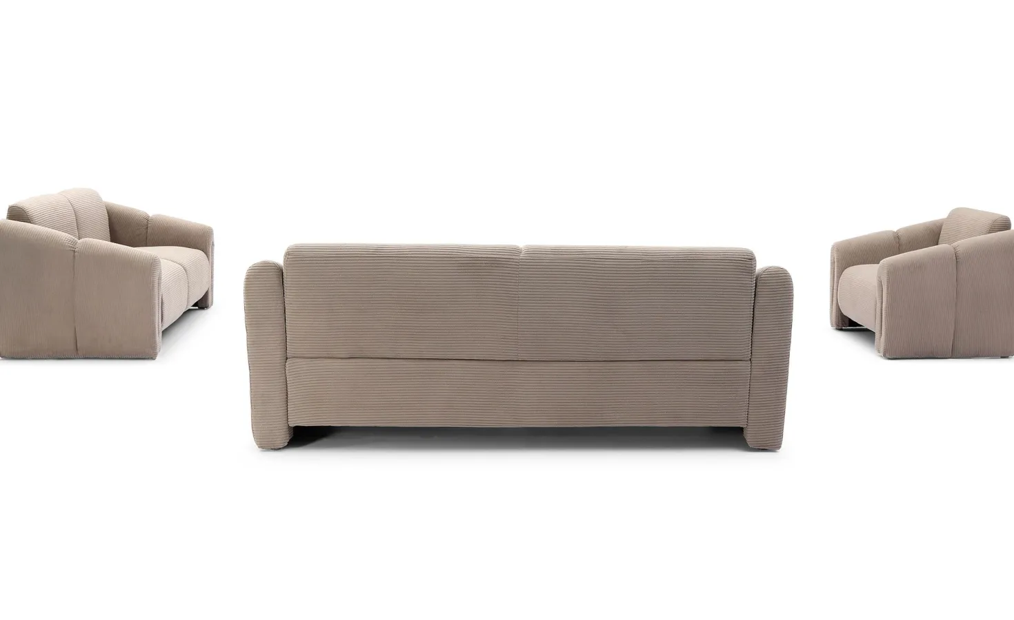 Canapé 2 places design Maximilien Métal doré et Velours côtelé Taupe