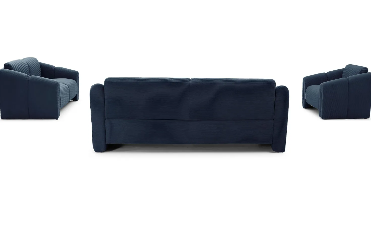 Canapé 3 places design Maximilien Métal doré et Velours côtelé Bleu foncé