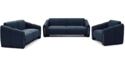 Canapé 3 places design Maximilien Métal doré et Velours côtelé Bleu foncé