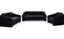 Canapé 3 places design Maximilien Métal doré et Velours côtelé Noir