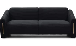 Canapé 3 places design Maximilien Métal doré et Velours côtelé Noir
