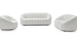 Canapé 2 places design Sidonie Tissu bouclette Blanc