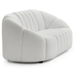 Canapé 2 places design Sidonie Tissu bouclette Blanc