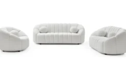 Canapé 3 places design Sidonie Tissu bouclette Blanc