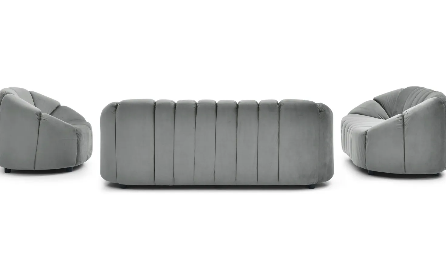 Canapé 2 places design Sidonie Velours Gris