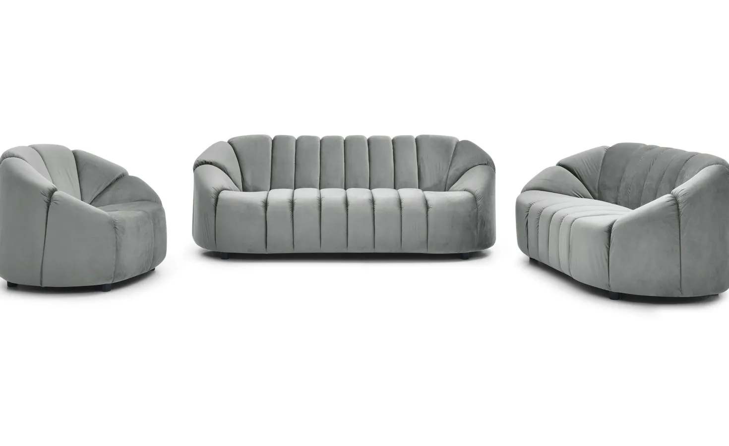 Canapé 2 places design Sidonie Velours Gris