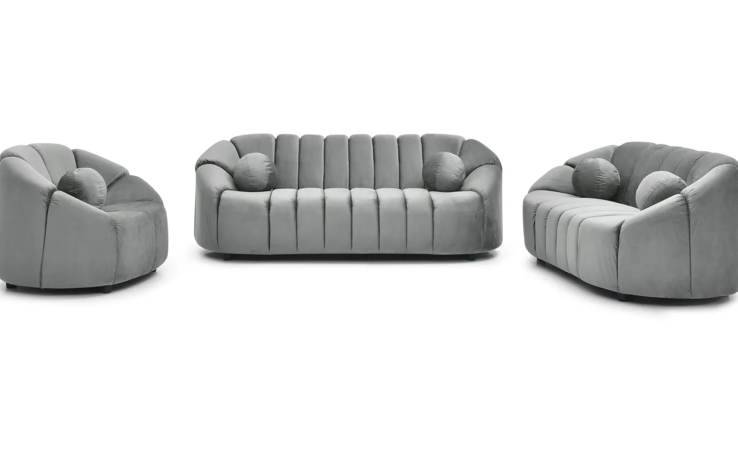 Canapé 2 places design Sidonie Velours Gris