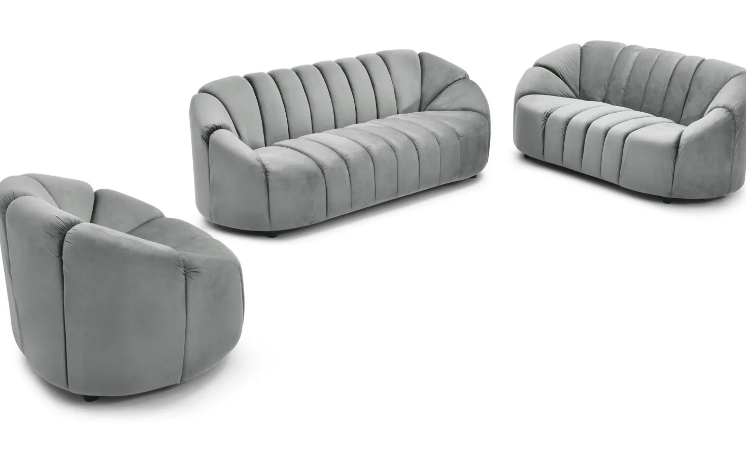 Canapé 3 places design Sidonie Velours Gris