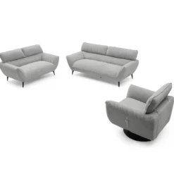 Canapé 2 places moderne avec dossier réglable Ghislain Velours côtelé Gris