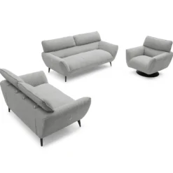 Canapé 2 places moderne avec dossier réglable Ghislain Velours côtelé Gris