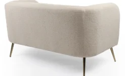 Canapé 2 places moderne Bombaro pieds métal doré et Tissu bouclette Beige