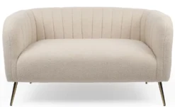 Canapé 2 places moderne Bombaro pieds métal doré et Tissu bouclette Beige
