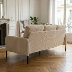 Canapé 3 places moderne et élégant Manuelo Velours côtelé Beige