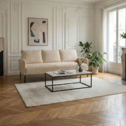 Canapé 3 places moderne et élégant Manuelo Velours côtelé Beige