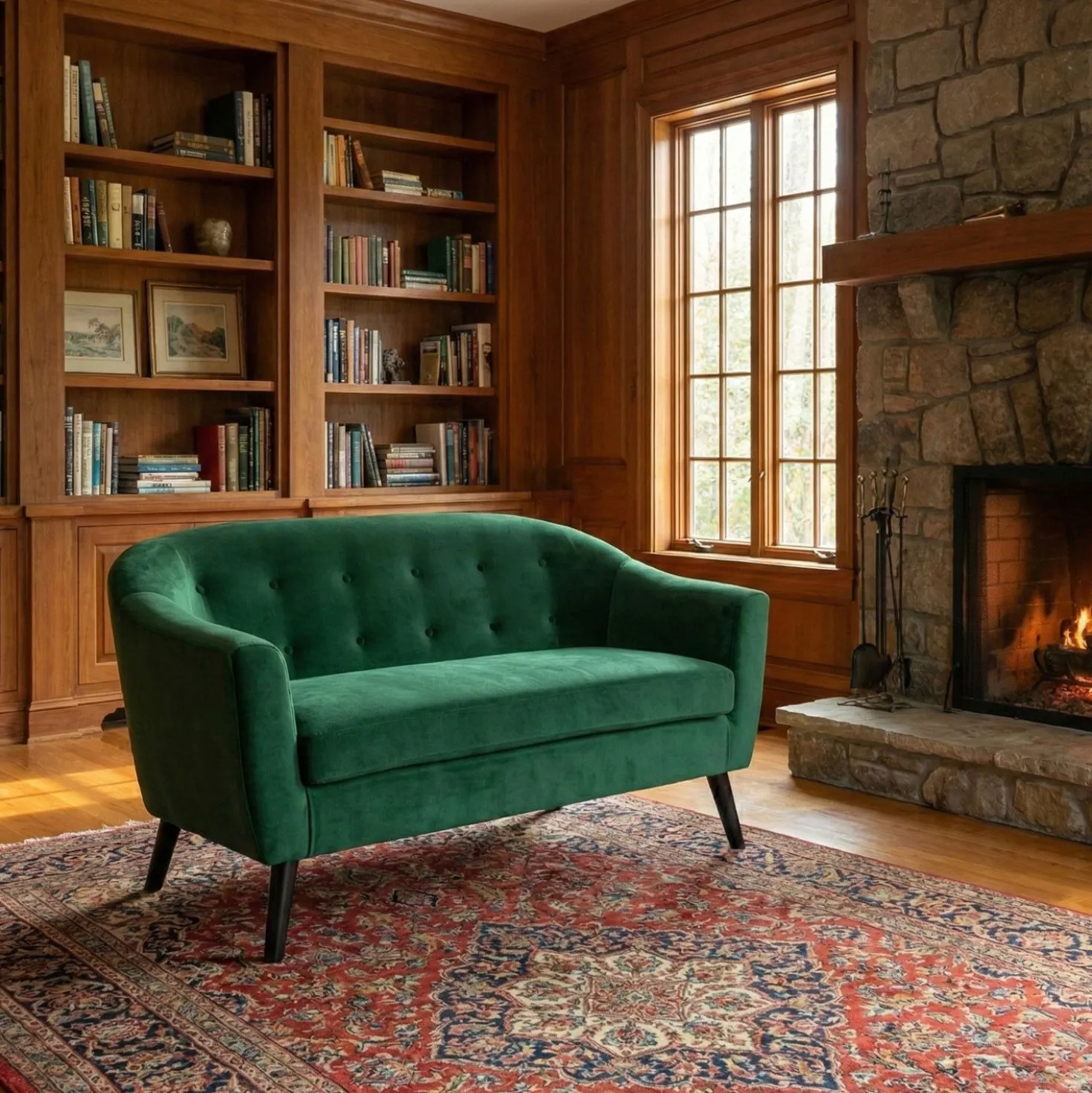 Canapé 2 places scandinave Savoy Velours Vert