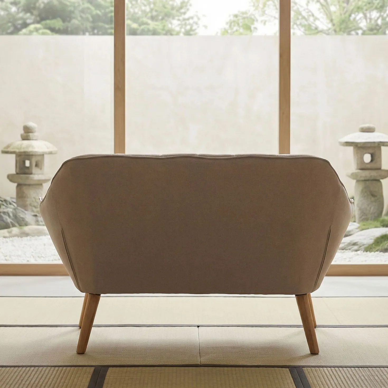 Canapé 2 places Scandinave Zentao Tissu Beige