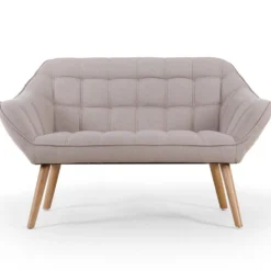 Canapé 2 places Scandinave Zentao Tissu Beige