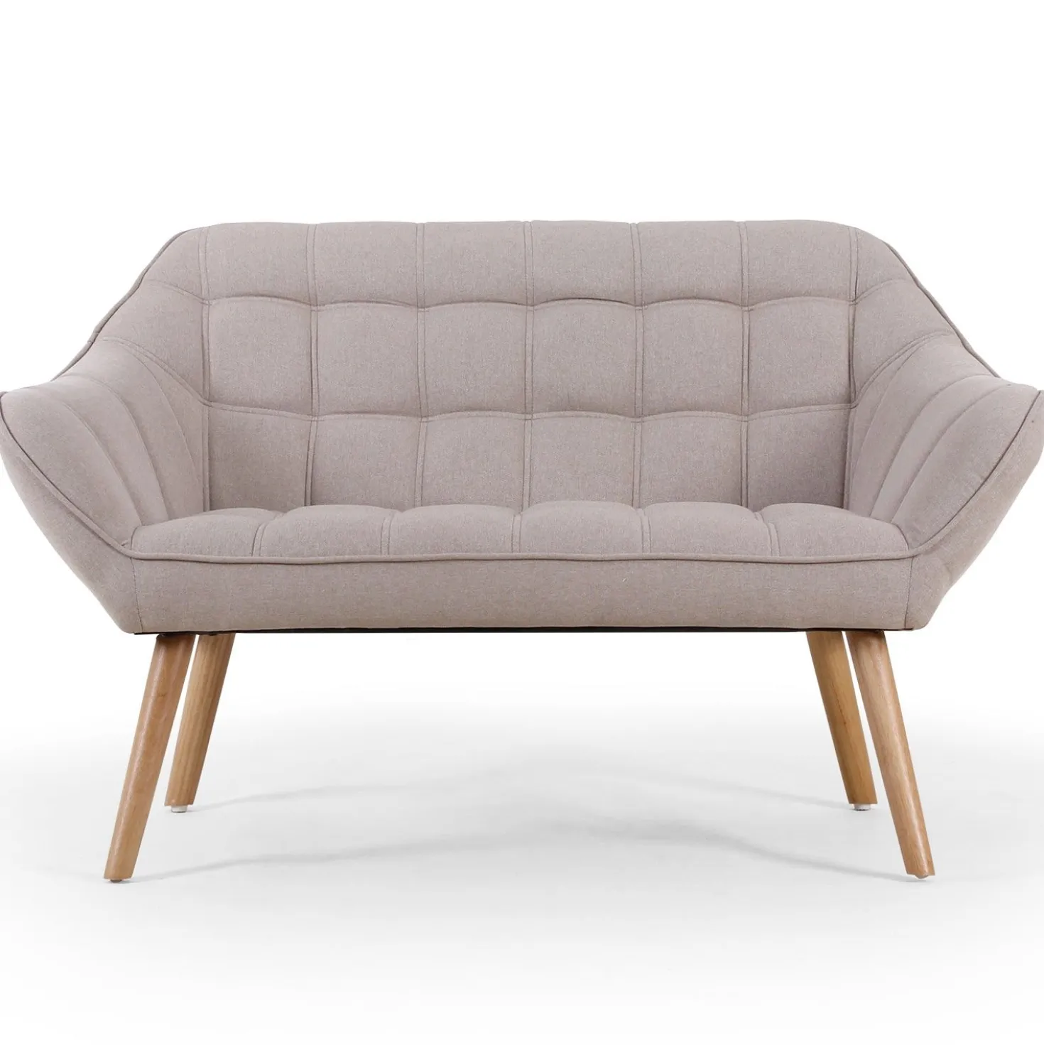 Canapé 2 places Scandinave Zentao Tissu Beige