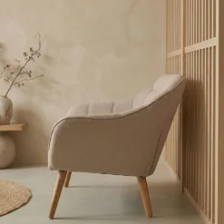 Canapé 2 places Scandinave Zentao Tissu Beige