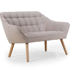 Canapé 2 places Scandinave Zentao Tissu Beige