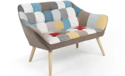 Canapé 2 places Scandinave Zentao effet patchwork Tissu Multicolore
