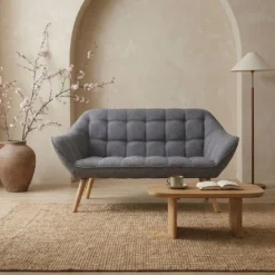 Canapé 2 places Scandinave Zentao Tissu Gris Clair