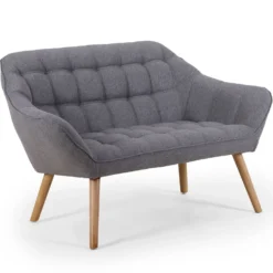 Canapé 2 places Scandinave Zentao Tissu Gris Clair