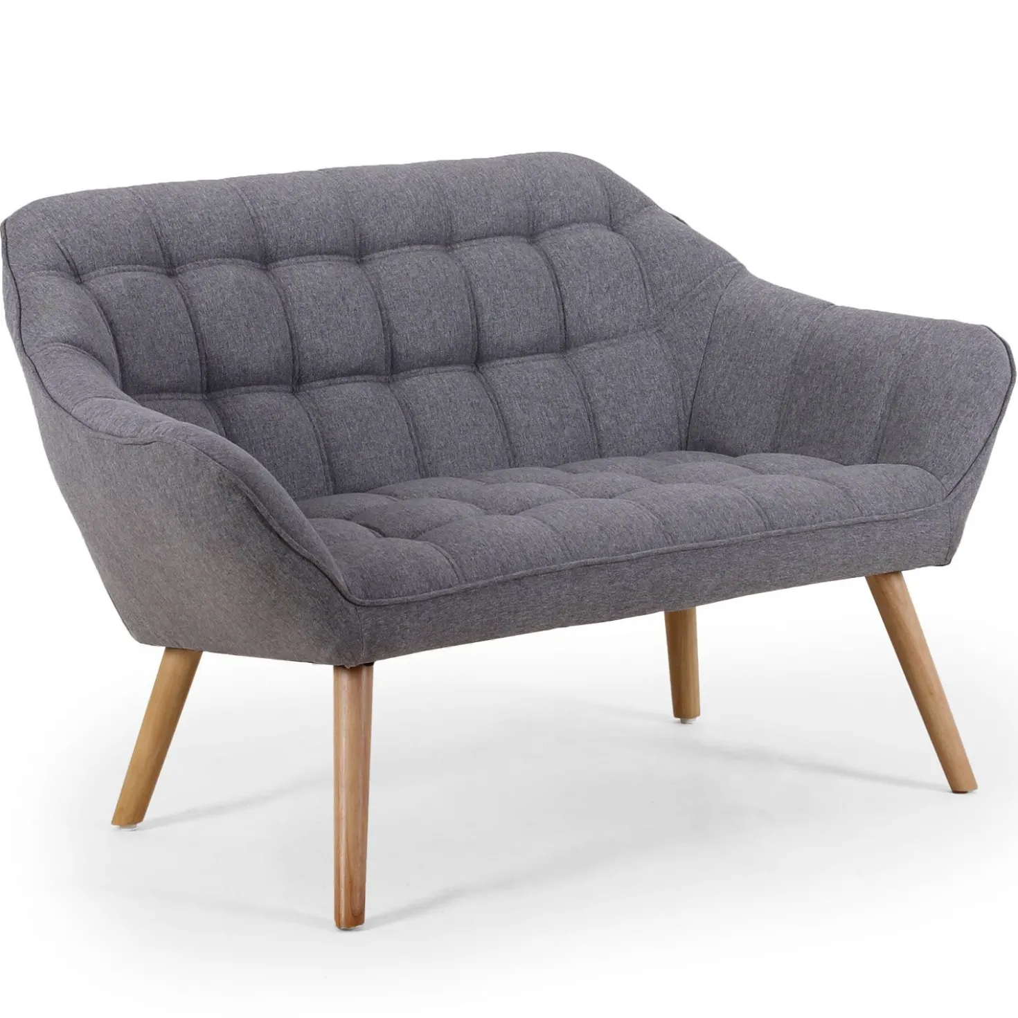 Canapé 2 places Scandinave Zentao Tissu Gris Clair