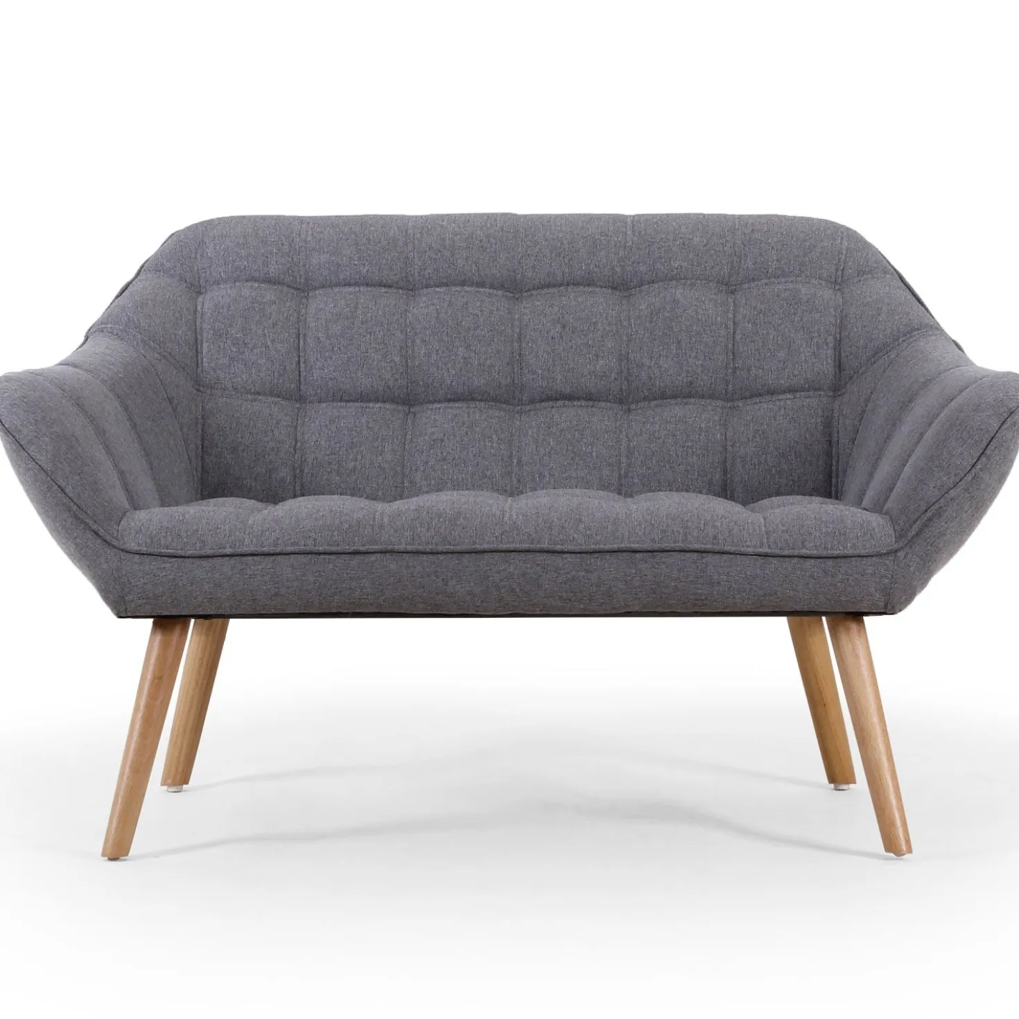 Canapé 2 places Scandinave Zentao Tissu Gris Clair