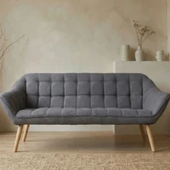 Canapé 3 places Scandinave Zentao Tissu Gris Clair