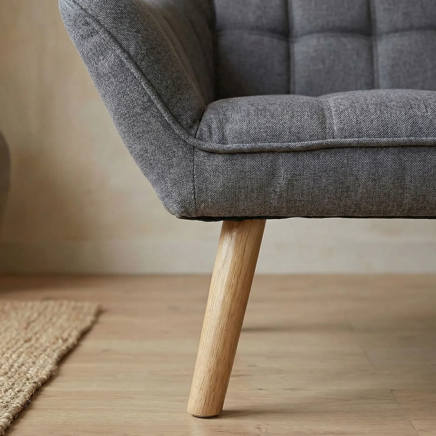 Canapé 3 places Scandinave Zentao Tissu Gris Clair