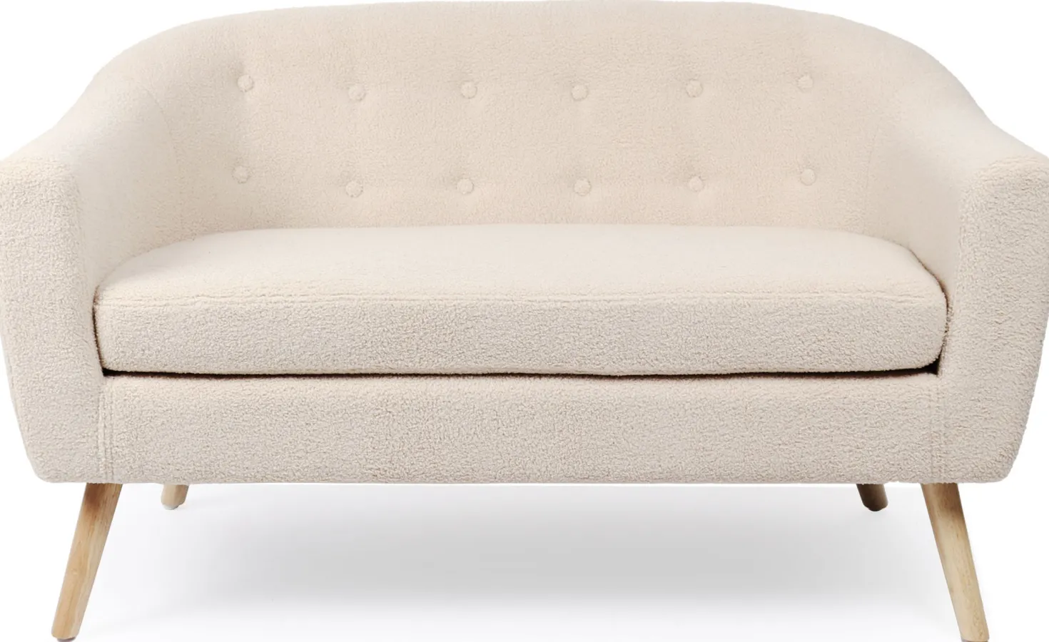 Canapé 2 places style scandinave Savoy Tissu Bouclette Beige
