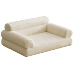 Canapé pour chien et chat Titou 50x80 Tissu Bouclette Crème