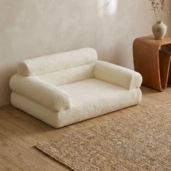 Canapé pour chien et chat Titou 50x80 Tissu Bouclette Crème
