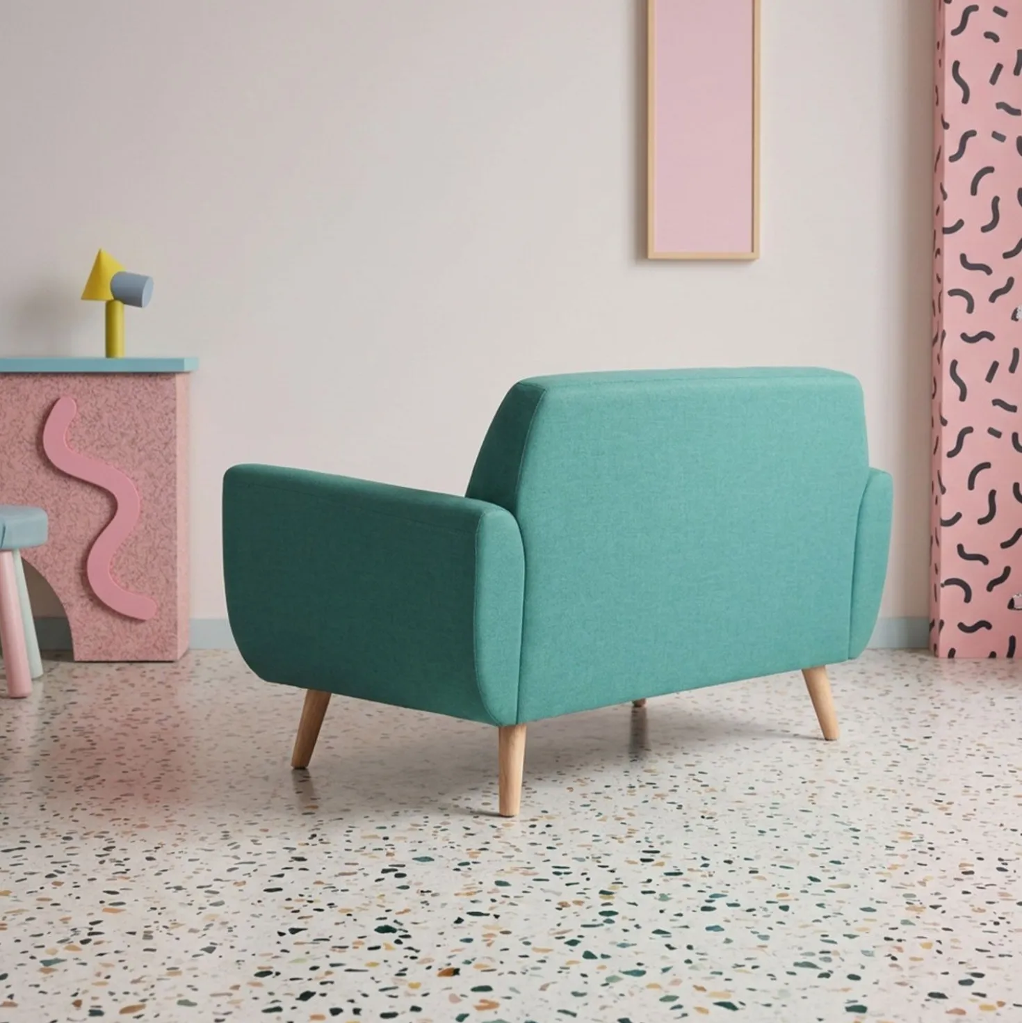 Canapé scandinave 2 places Danube Tissu Bleu-Vert
