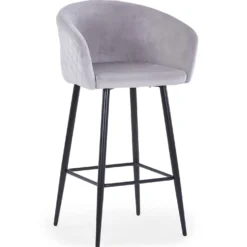 Chaise de bar Bobby Velours Argent