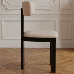 Chaise de salle à manger design Ceriz Bois foncé et Velours Beige