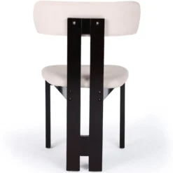 Chaise de salle à manger design Ceriz Bois foncé et Velours Beige