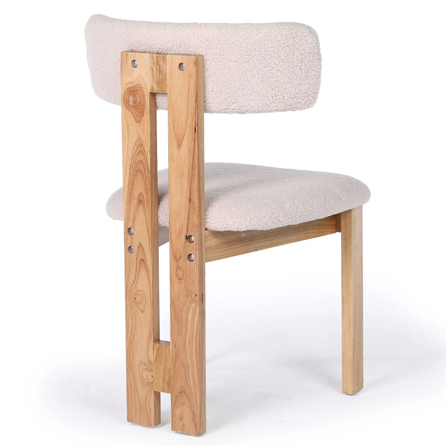 Chaise de salle à manger design Ceriz Bois clair et Tissu bouclette Beige