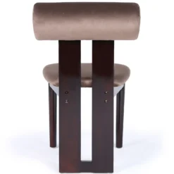 Chaise de salle à manger style intemporel Tuboli Bois foncé et Velours Marron