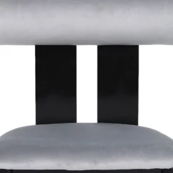 Chaise de salle à manger style intemporel Tuboli Bois Noir et Velours Gris