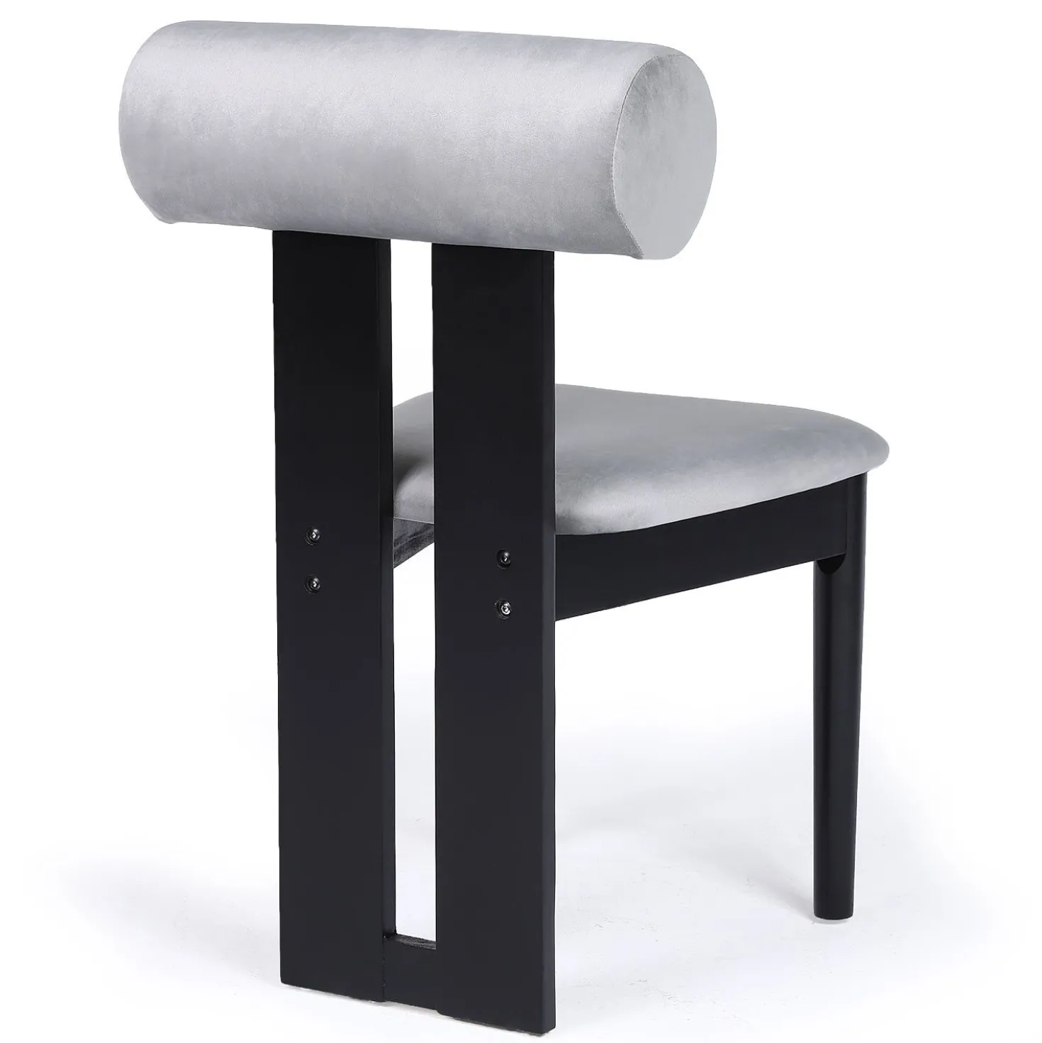 Chaise de salle à manger style intemporel Tuboli Bois Noir et Velours Gris