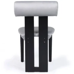 Chaise de salle à manger style intemporel Tuboli Bois Noir et Velours Gris