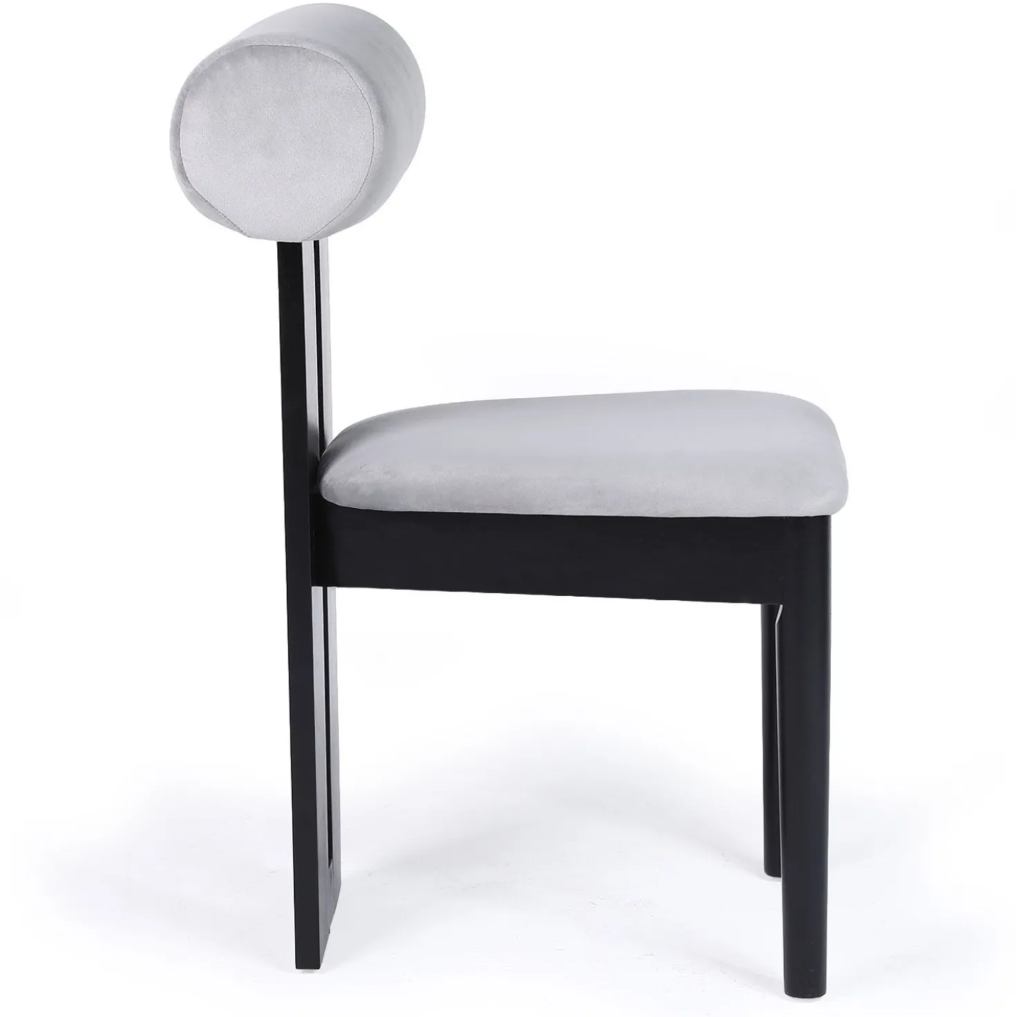 Chaise de salle à manger style intemporel Tuboli Bois Noir et Velours Gris