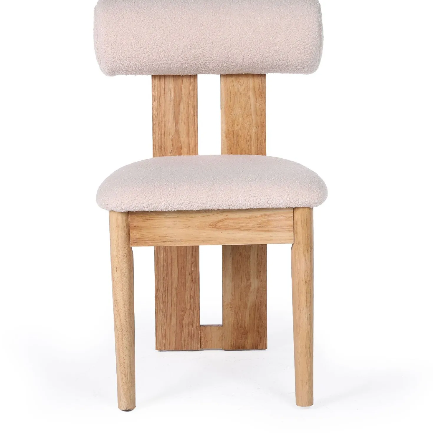 Chaise de salle à manger style intemporel Tuboli Bois clair et Tissu bouclette Beige
