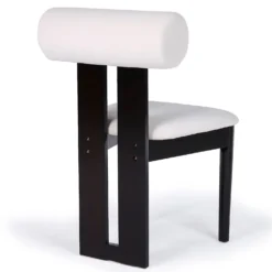 Chaise de salle à manger style intemporel Tuboli Bois foncé et Velours Crème
