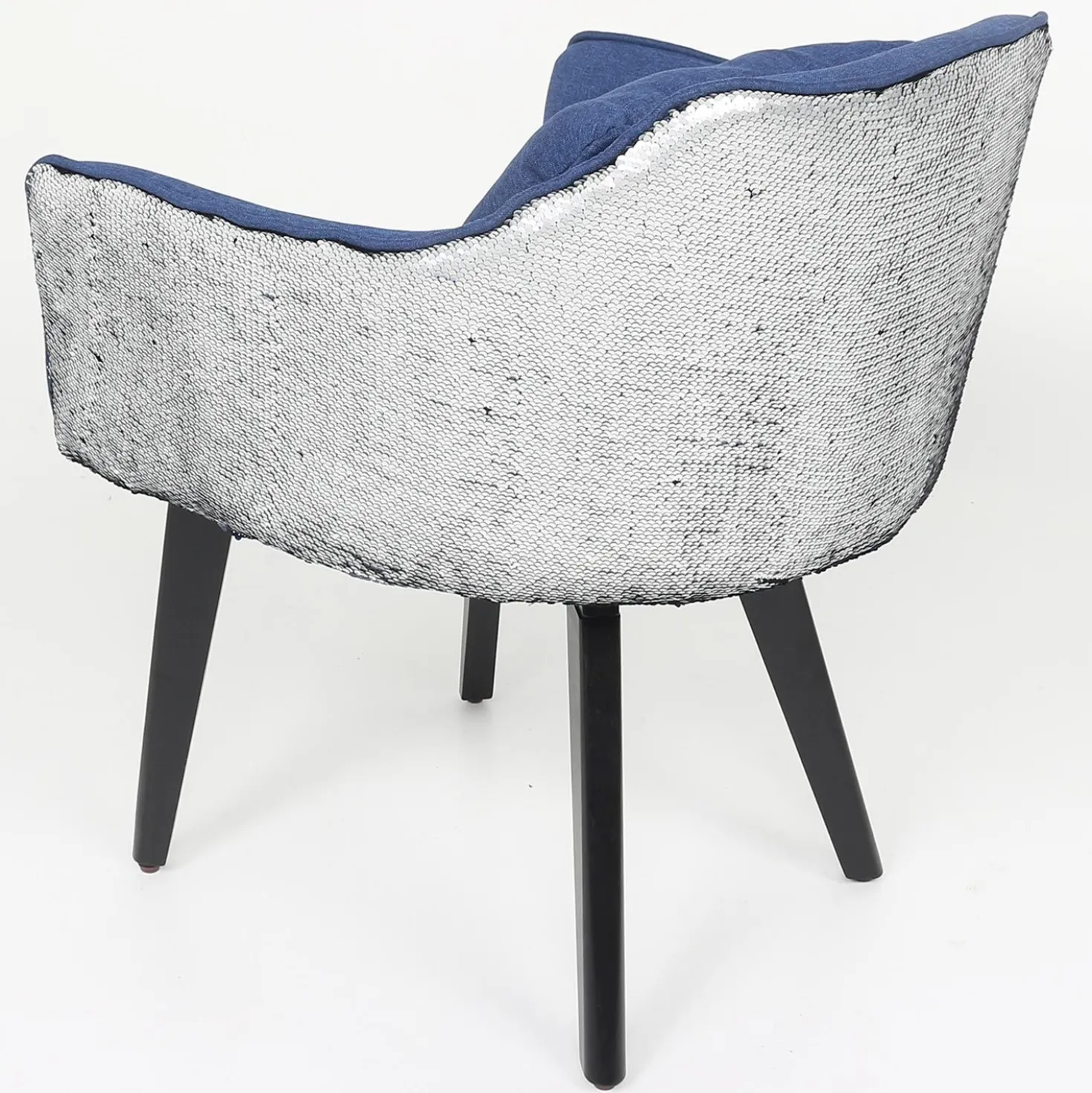 Chaise / Fauteuil Gybson Sequins Tissu Bleu et Sequins réversibles Bleu & Argent